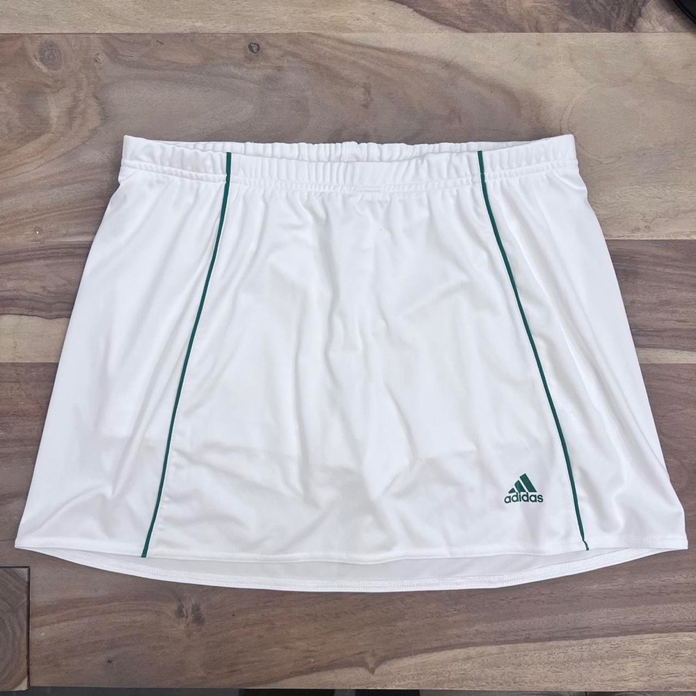 Adidas white and green athletic skirt with shorts